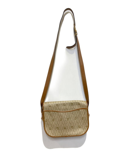 Dior Honeycomb Shoulder Crossbody Bag Beige Canvas Leather Vintage Auth 1121