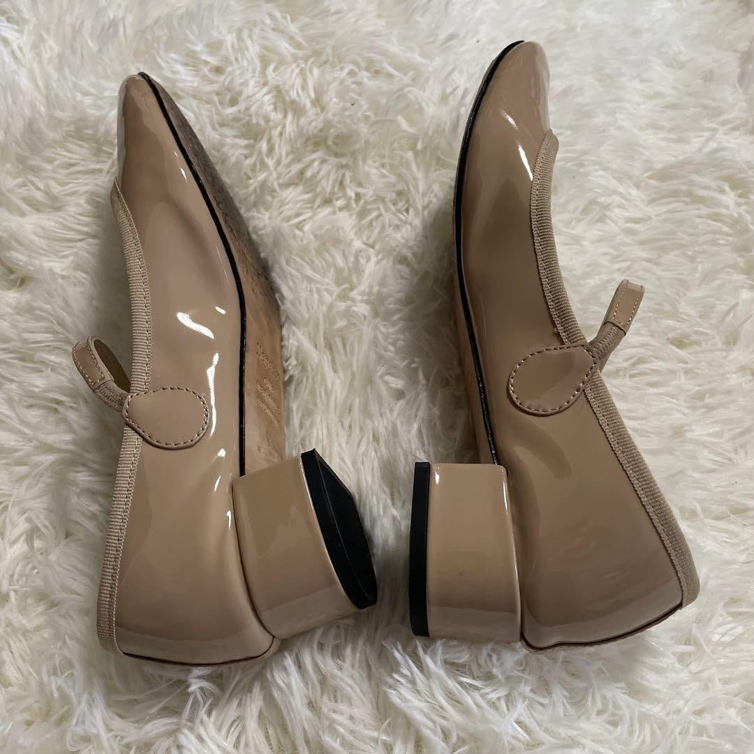 Rare Repetto Ballet Flats Strap Size EU38.5 US8.5 Beige Leather Women's Shoes