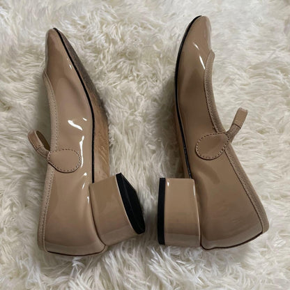 Rare Repetto Ballet Flats Strap Size EU38.5 US8.5 Beige Leather Women's Shoes