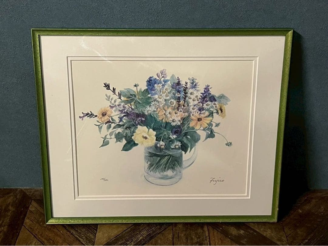 Fujiko Hashimoto Lithograph Print Interior Antique Bouquet