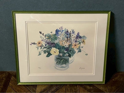 Fujiko Hashimoto Lithograph Print Interior Antique Bouquet
