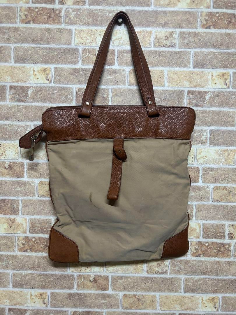 Burberry Knight On A Horse Logo Canvas Leather Tote Bag