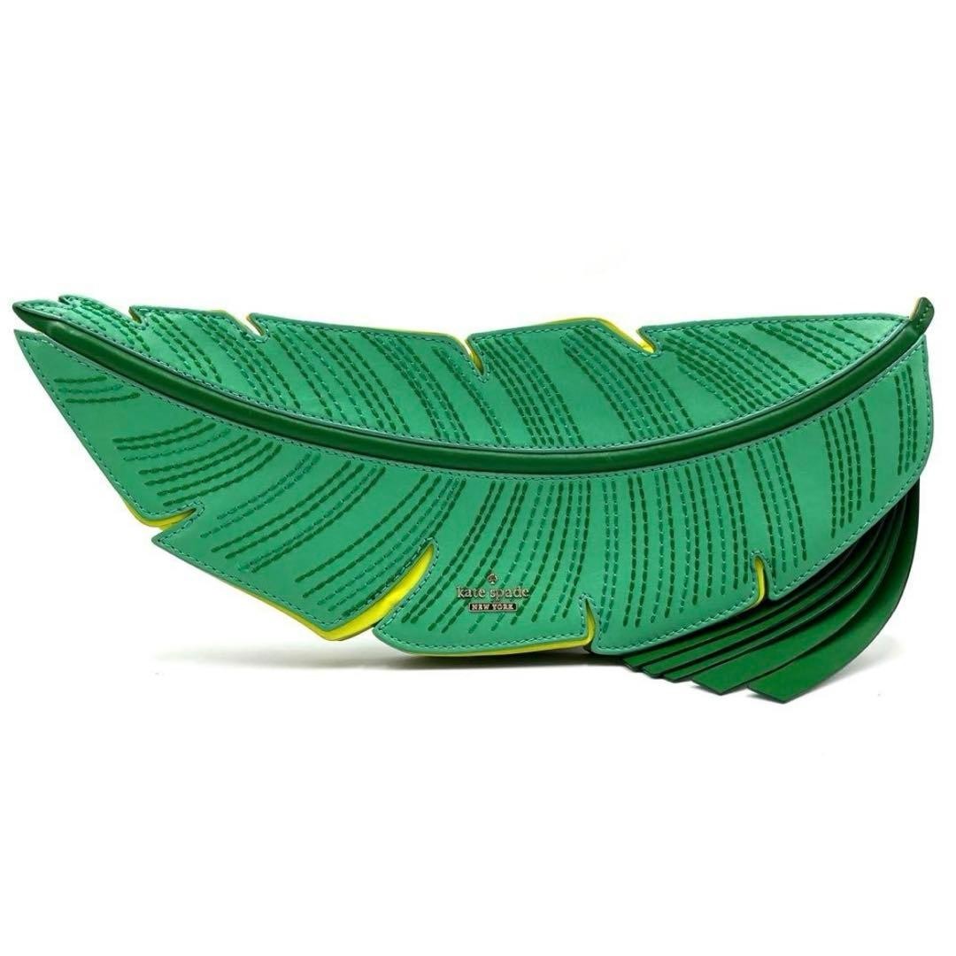 Kate Spade Leaf Handbag Green Leather Rare Gold Logo Clutch Bag Women