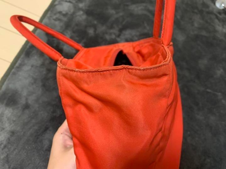 Prada Bag Plain Nylon Red Tote Bag From Japan
