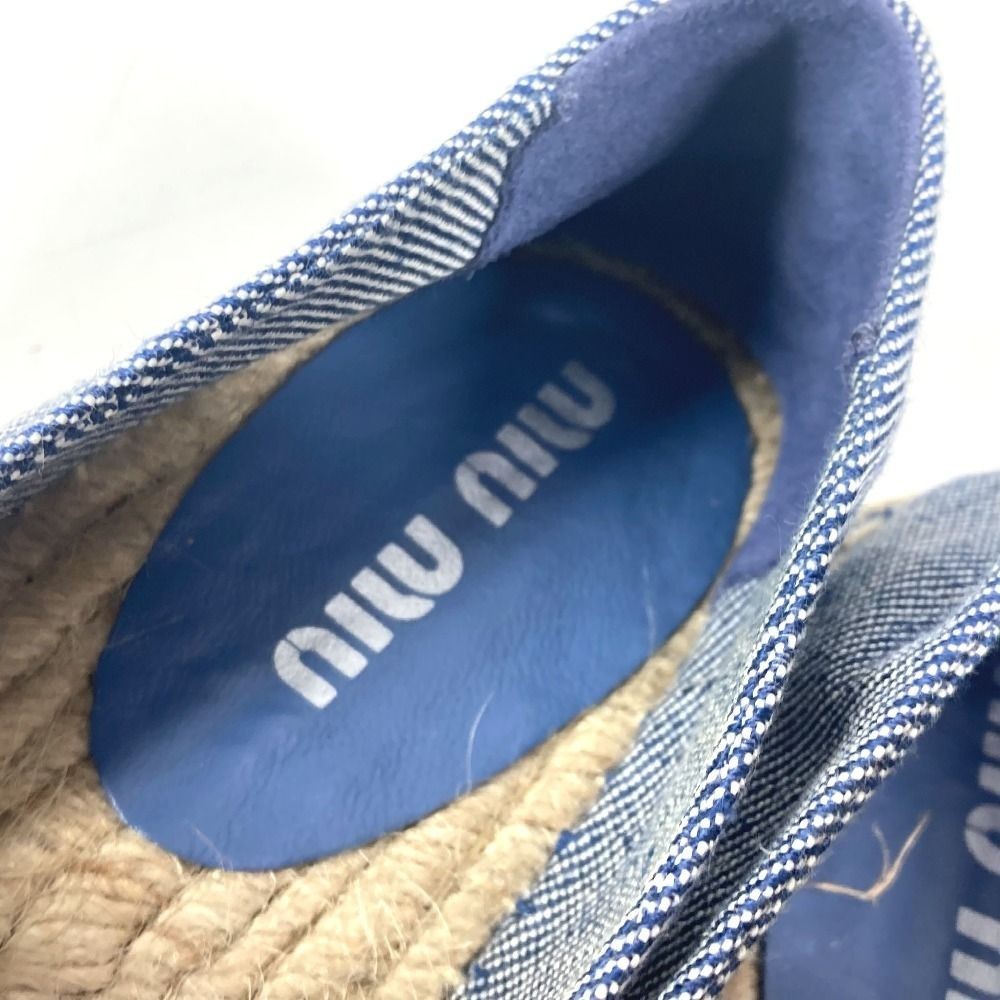 MIUMIU logo Shoes Slip-on Flats Espadrille cotton blue/White