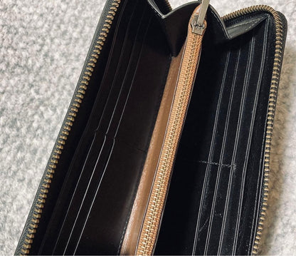 Coach men's leather long zip wallet round logo 10x19cm used