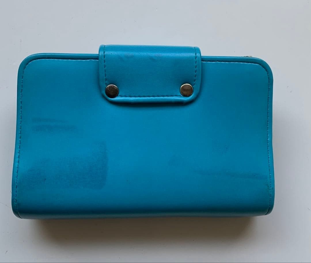 Turquoise Blue Bifold Wallet Showa Retro