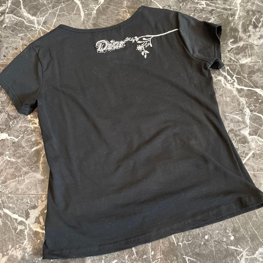 USED DIOR T-SHIRT WITH FLORAL EMBROIDERY AND BEADS GOOD