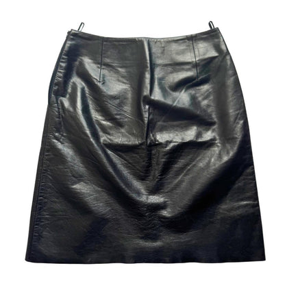Miu Miu Mini Skirt Y2K Leather Black Size 40 Elegant Soft Texture