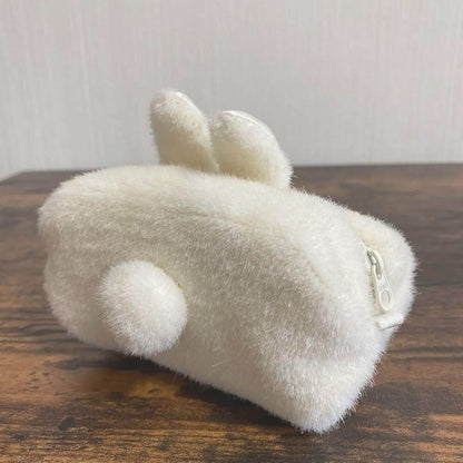 1990's fluffy rabbit pouch white fancy goods new