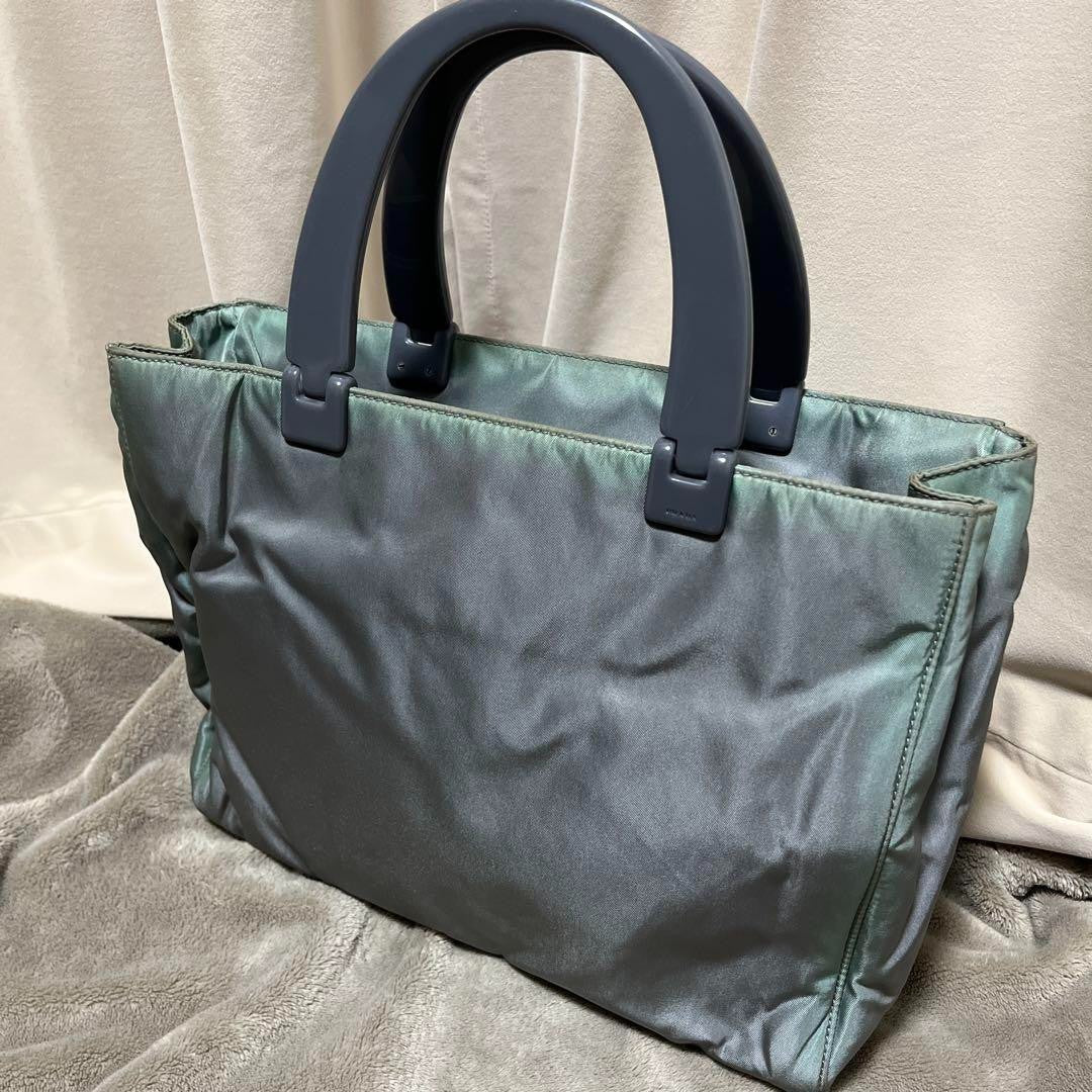 PRADA Tote Bag Triangle Logo Plastic Handle Tote Bag From Japan