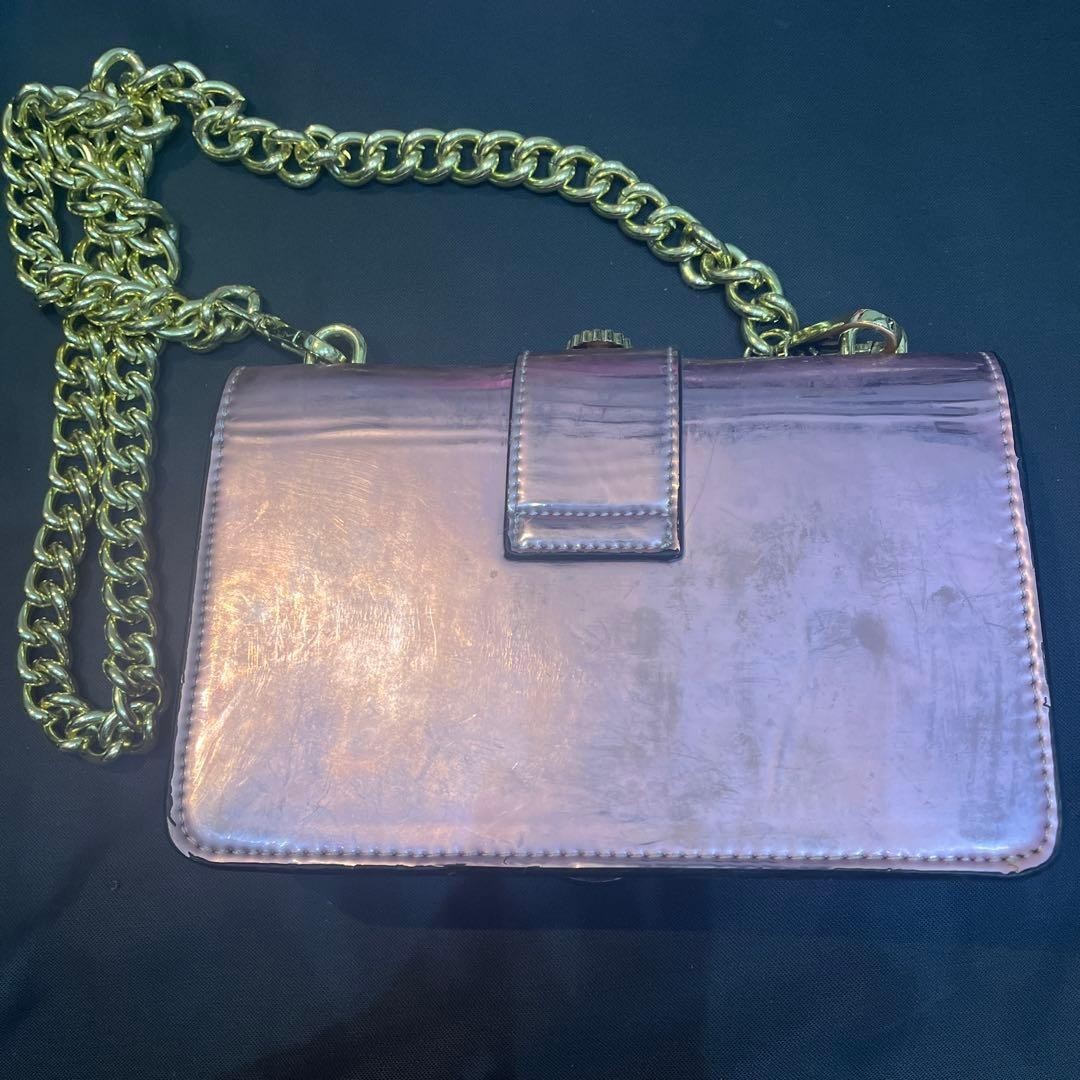 PINKO Shoulder Bag Pink Handbag Jeweled Chain Authentic Women's