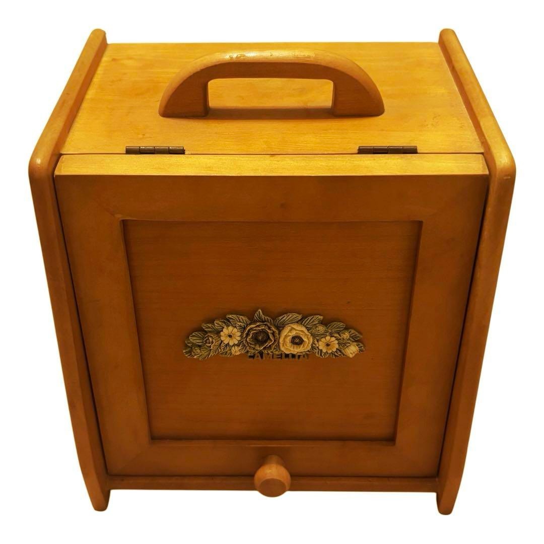 Showa Retro Wooden Tabletop Dresser Vanity Cosmetics Box