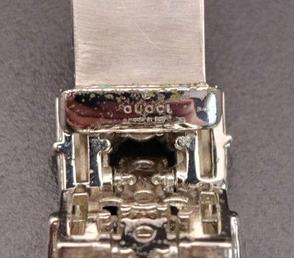 Authentic GUCCI Crystal GG Web Bracelet Silver Tone Vintage Rare Jewelry Italy