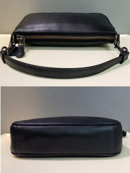 OLD Coach Handbag Pouch Leather Black Authentic from JAPAN