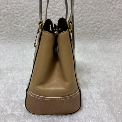 Coach Signature Hamptons Leather Tote Bag Brown Beige Vintage Authentic