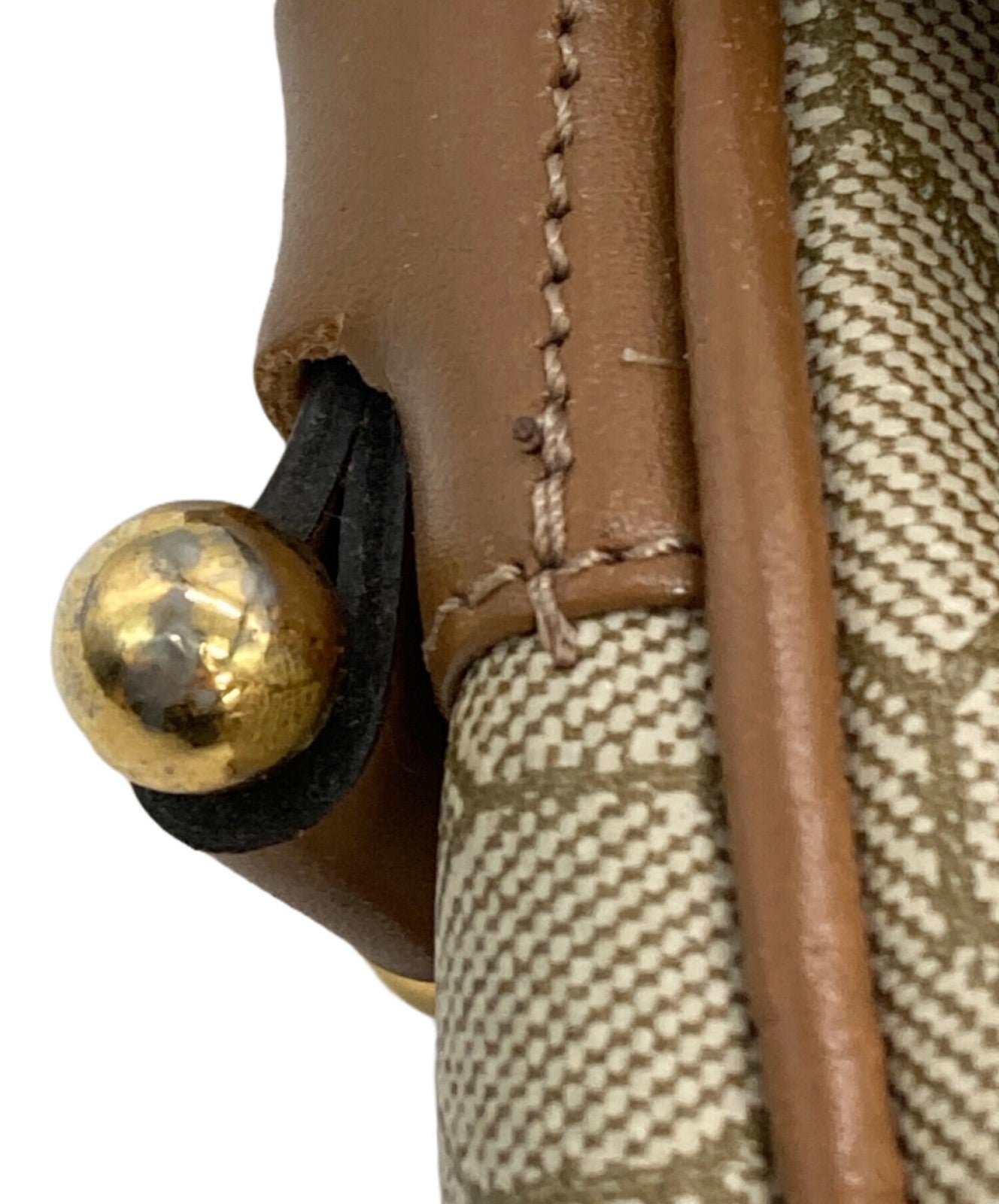 Dior Honeycomb Shoulder Crossbody Bag Beige Canvas Leather Vintage Auth 1121