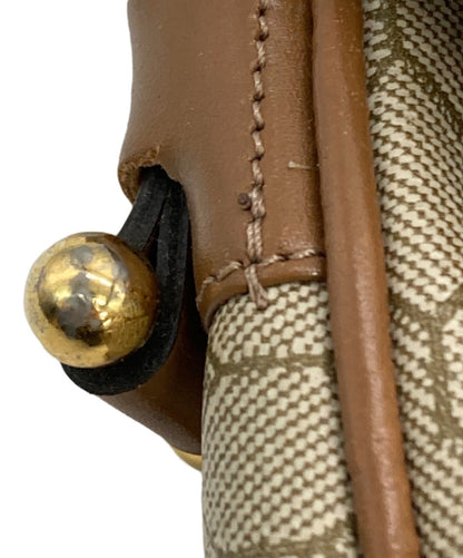 Dior Honeycomb Shoulder Crossbody Bag Beige Canvas Leather Vintage Auth 1121