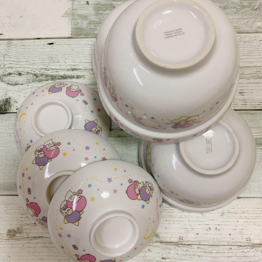 RARE Sanrio Little Twin Stars Kiki Lala 2004 Ceramic Bowl Set of 3