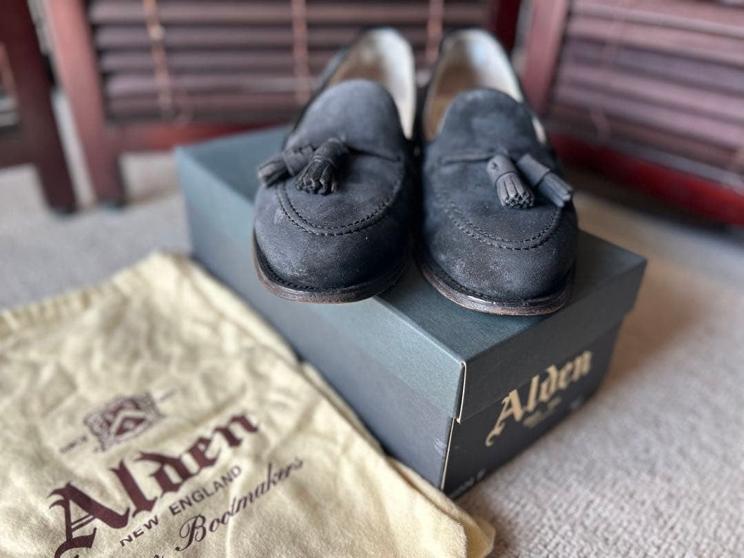 Alden Shoes 36204F Tassel Loafers Navy Suede Leather Men Size US 7.5 B/D