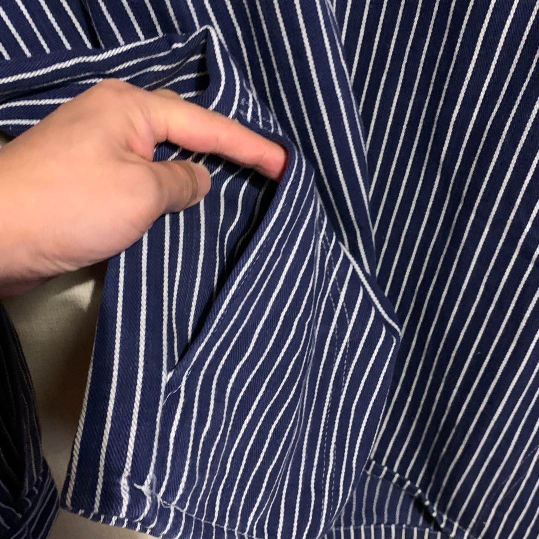 Vintage Blue Striped Fisherman Smock Men's Shirt