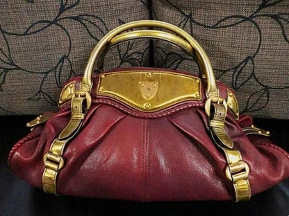 Alexander McQueen Leather Boston Bag Women's Bordeaux Auth From Japan