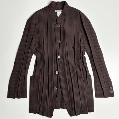 Issey Miyake 90s Archive Pleated Suit Set Brown Red Wool Japan Rare