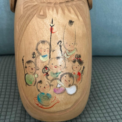 Koumura Kokeshi Shichifukujin Vintage Folk Craft Collectible Handmade
