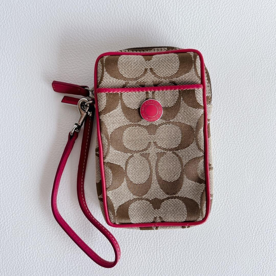 COACH Cigarette Case DigiCam Pouch 14x9cm 00s Archive Y2K Rare Pink Beige Japan