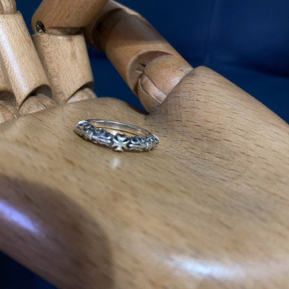 Silver Gate Line Ring Deal Design Fine Engraved Slim Band Jewelry