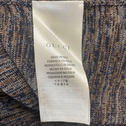 GUCCI Dress XS V Neck Sleeveless Flare Multi Color Navy Gray White