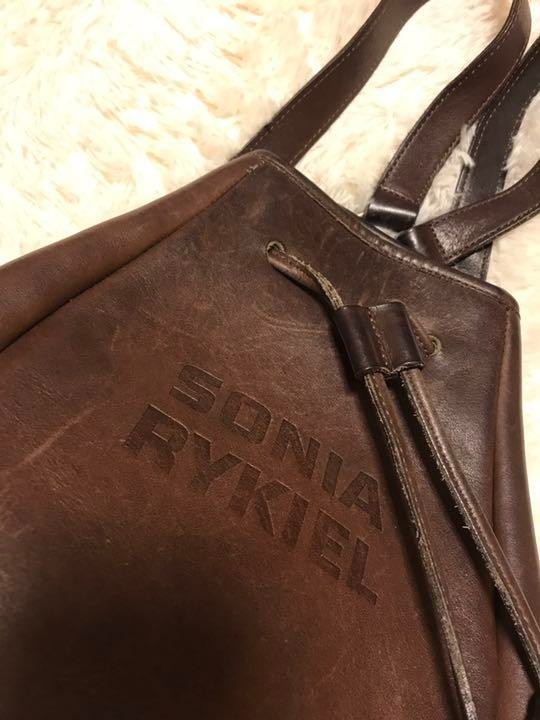 Sonia Rykiel Leather Backpack Antique Brown Stylish Women's Bag 32cm x 20cm