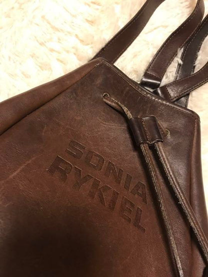 Sonia Rykiel Leather Backpack Antique Brown Stylish Women's Bag 32cm x 20cm