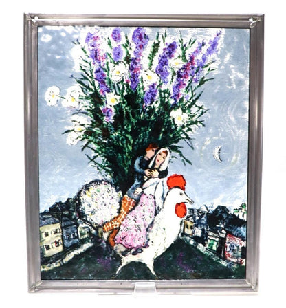 Marc Chagall Vintage Stained Glass Boston Village Bride and Groom