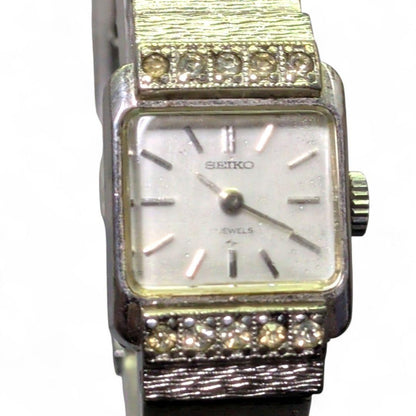 Working Vintage Seiko 17 Jewels Hand-Wound Ladies Watch with Rhinestones