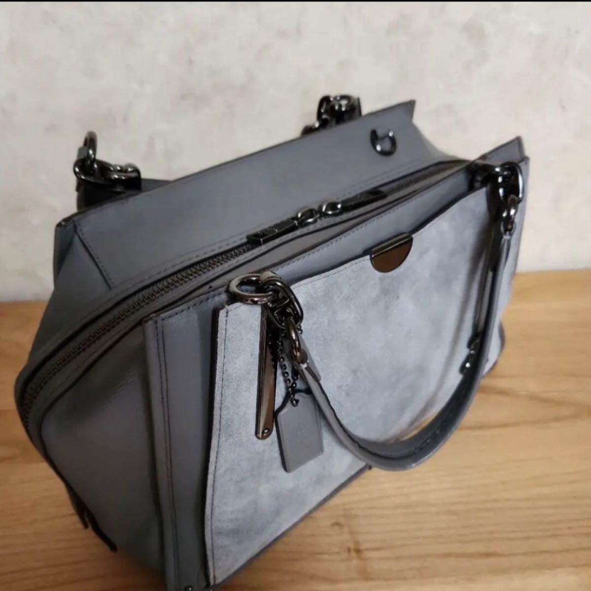 COACH Dreamer 32316 2Way Handbag Shoulder Bag Gray Suede Leather