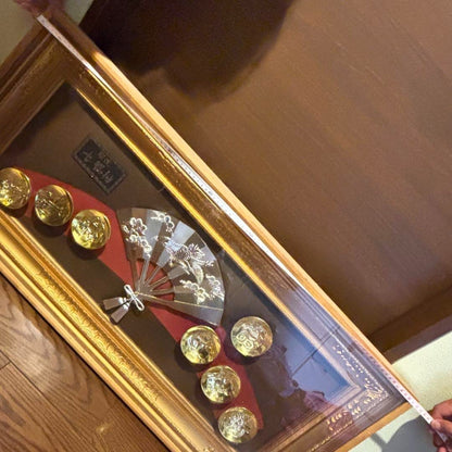Seven Lucky Gods Fan Gold Cup 24KGP Wall Hanging Ornament