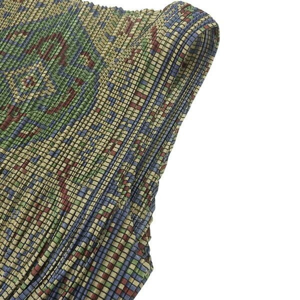 Pleats Please Issey Miyake Dress Tiered Fringe Pleated Size 3 Multi-Pattern