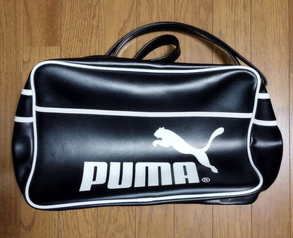 PUMA enamel shoulder bag, vintage black, affordable