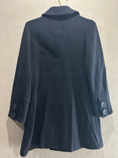 MARK JACOBS Wool Nylon Coat Dark Navy Lined Fur Size 6 MJ1225094