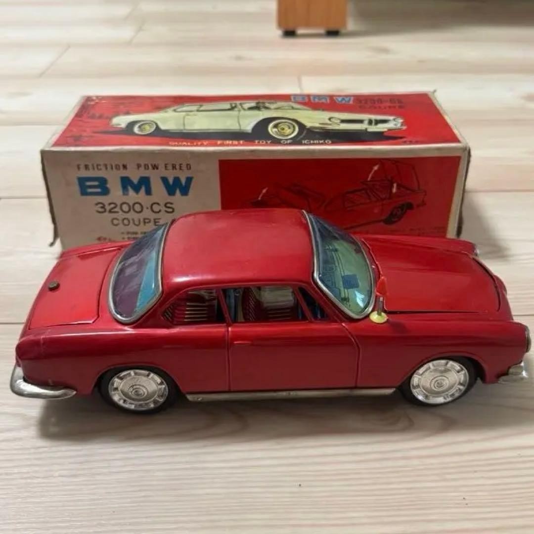 【Vintage Tin Car】 Ichiko BMW 3200-CS Coupe Red Original Vintage Item