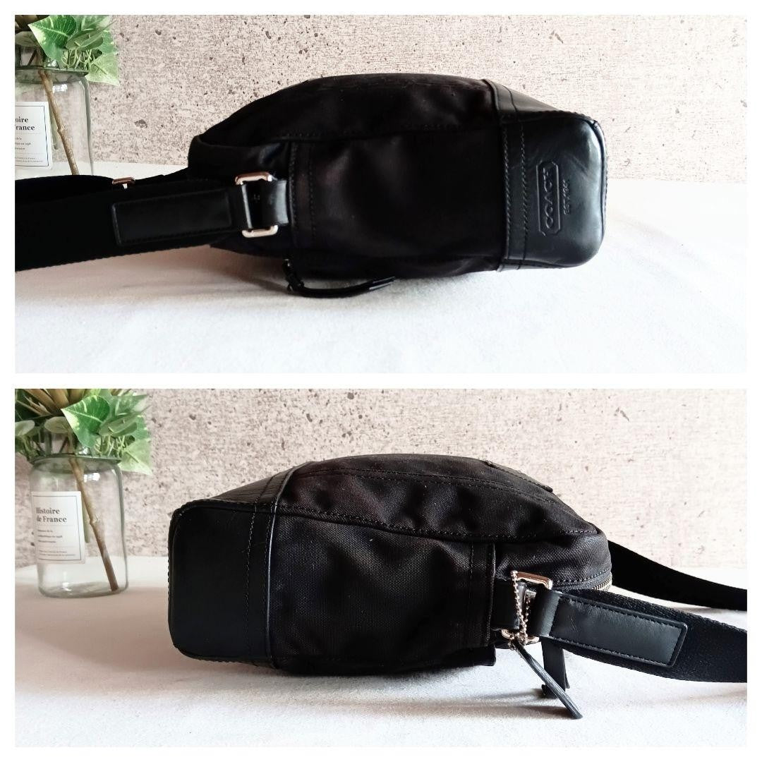 Coach Vintage Black Shoulder Bag Canvas Nylon with Leather Trim Large Crossbody