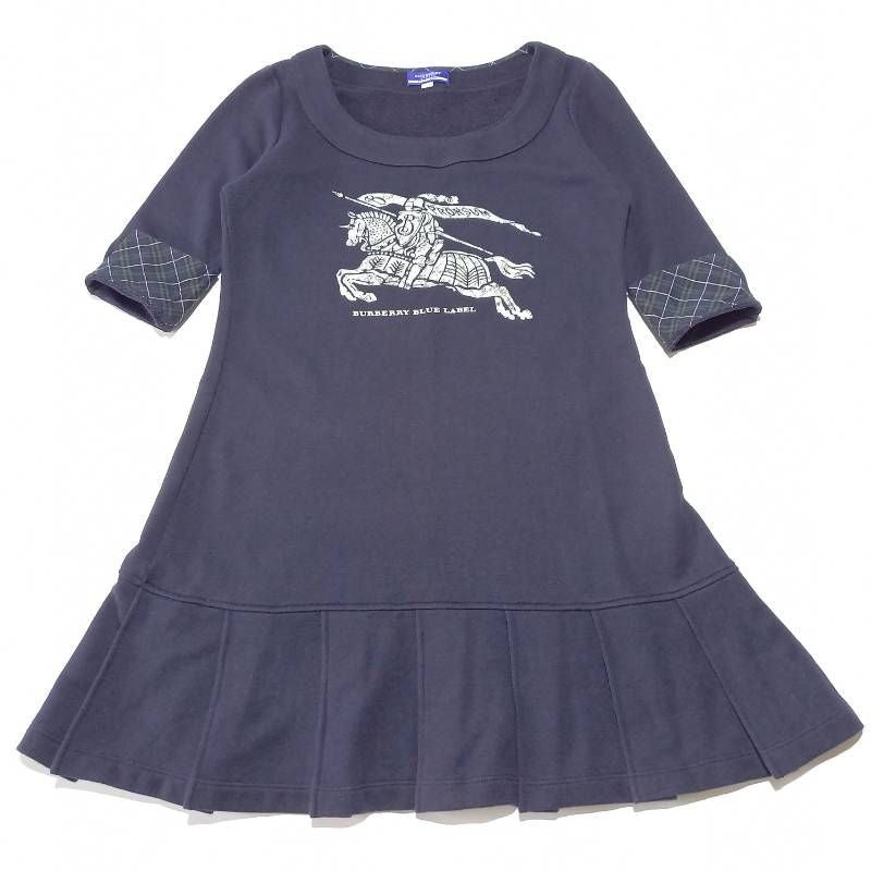 Burberry Blue Label Nova Check Dress Navy Size 38 Elegant Design