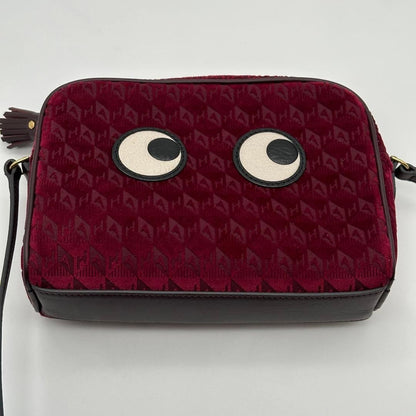 Authentic ANYA HINDMARCH small red canvas eyes rare crossbody shoulder bag