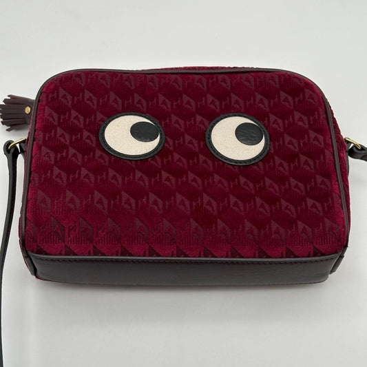 Authentic ANYA HINDMARCH small red canvas eyes rare crossbody shoulder bag