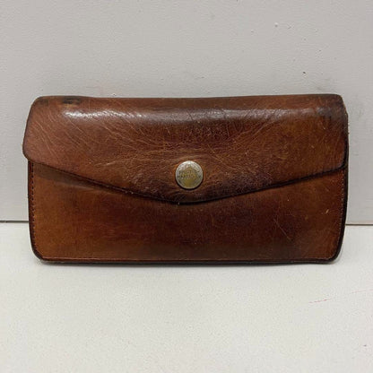 Phigvel Leather Trucker Wallet Brown Long Currency Clip Used