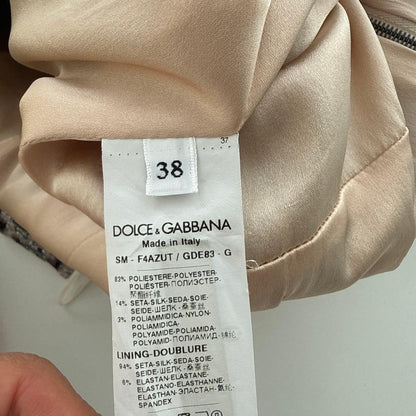 Dolce & Gabbana Flare Skirt Size S Gray Silver Black Red Tweed Buttons 44cm