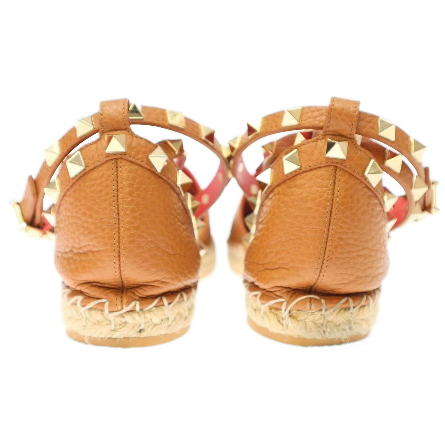 Authentic VALENTINO Garavani Ankle Studded Espadrille Sandals Brown Size 36 Used
