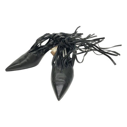 JIL SANDER | 2022SS Leather Fringe Slingback Clear Heel PUMPS 36 1 2 Used KLDR-0