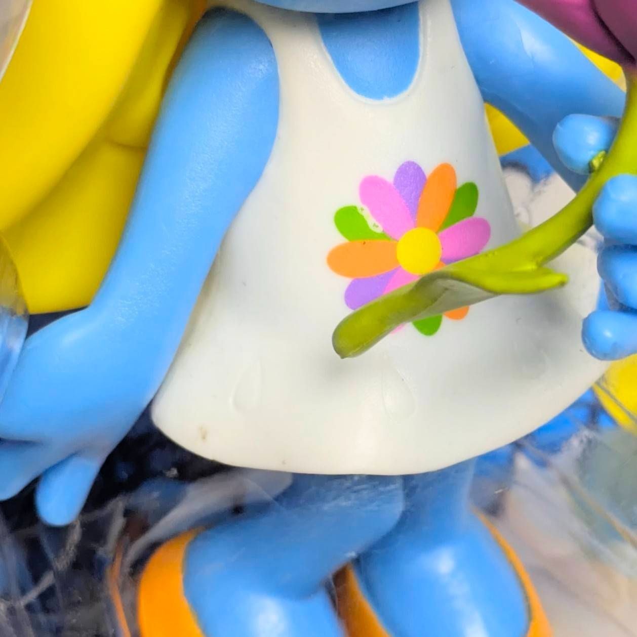 VINTAGE DEADSTOCK the SMURF Large Figure Collection Smurfette Floral White Dress